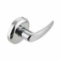 Storeroom lever lockset with satin chromium-plated finish. ANSI function F75 (Hall) allows keyed entry from outside and free egress from inside. Rose-style design, ADA compliant. Suitable for interior commercial doors requiring controlled access