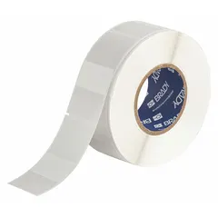 Vinyl wraparound label in white matte finish, sized 3 1/8 in x 2 in, designed for wire gauges 8 AWG to 4 AWG. Used for permanent identification of wires and cables in electrical panels, industrial equipment, and maintenance applications. Compatible with Brady IP Series printers and requires IP-R4300 ribbon.