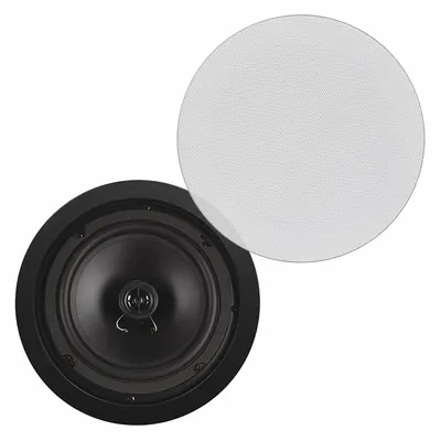 PHASETECH In-Ceiling Speaker: Passive, 2-Way, 8 ohm Impedance, 10 1/2 in Overall Wd - Ceiling-Mount Speakers