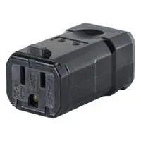 LEVITON Straight Blade Connector: 5-15R, 125V AC, 15 A, 2 Pole, 3 Wire, Black (MPN 5259-VB)